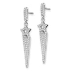 Brilliant Embers Sterling Silver Rhodium-plated 108 Stone Micro Pav‚ CZ Star Dangle Post Earrings