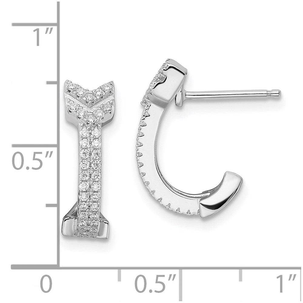 Brilliant Embers Sterling Silver Rhodium-plated 76 Stone Micro Pav‚ CZ Arrow Earrings