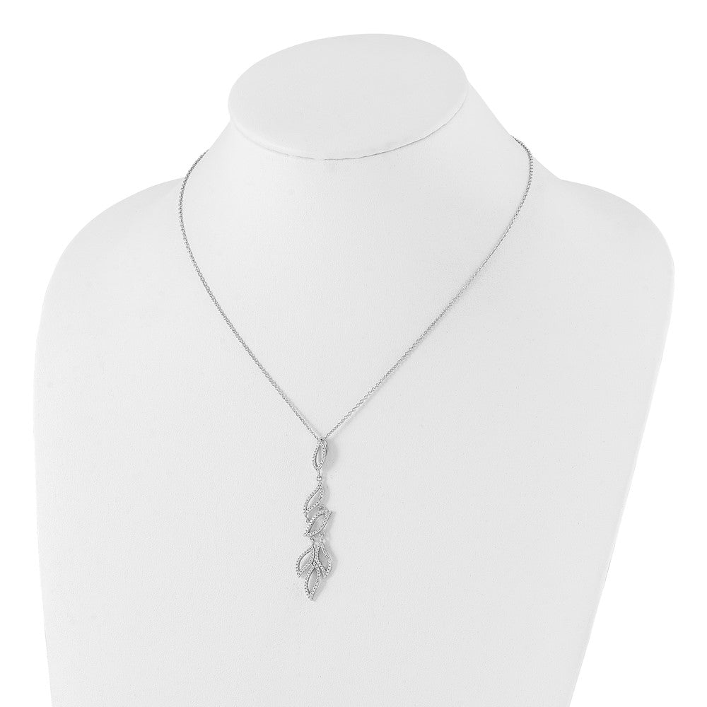 Brilliant Embers Sterling Silver Rhodium-plated Fancy CZ w/ 2in ext Necklace
