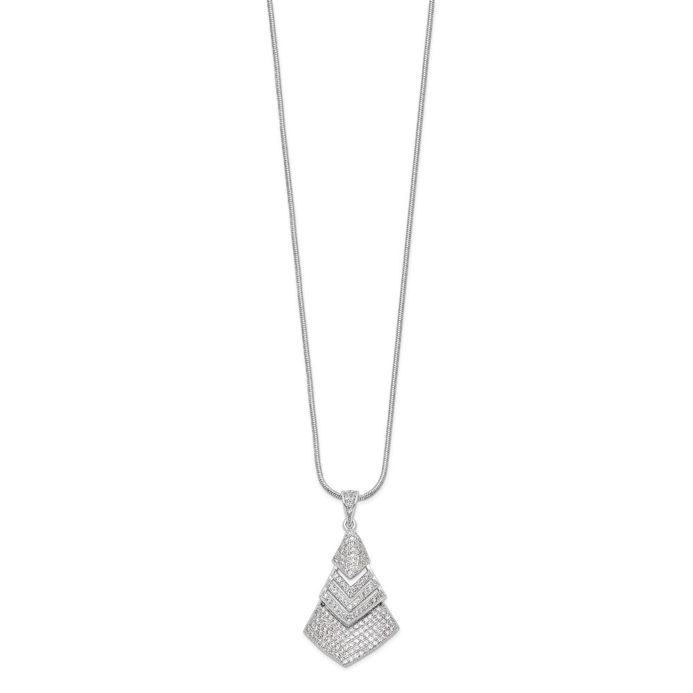 Brilliant Embers Sterling Silver Rhodium-plated 153 Stone 18 inch Micro Pav‚ CZ Necklace with 2 Inch Extender