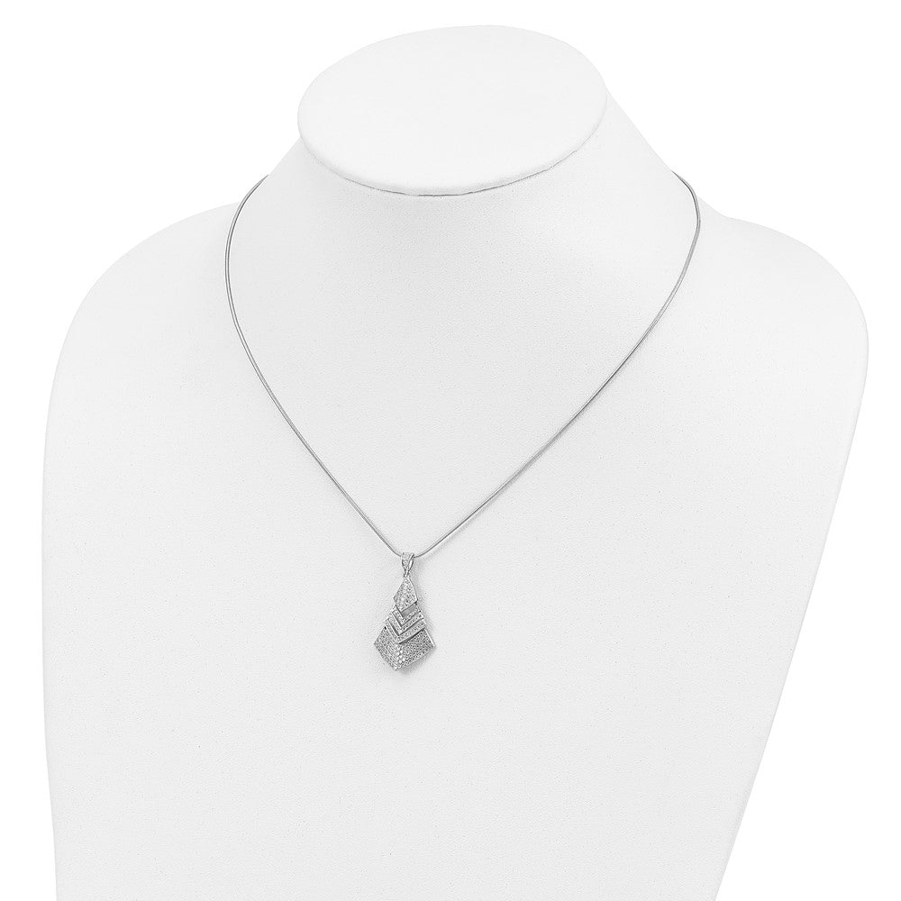 Brilliant Embers Sterling Silver Rhodium-plated 153 Stone 18 inch Micro Pav‚ CZ Necklace with 2 Inch Extender