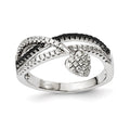 Sterling Silver Black Spinel & CZ Brilliant Embers Heart Ring