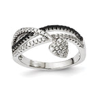 Sterling Silver Black Spinel & CZ Brilliant Embers Heart Ring