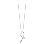 Brilliant Embers Sterling Silver Rhodium-plated 22 Stone 18 inch Micro Pav‚ CZ Arrow Heart Necklace with 2 Inch Extender
