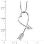 Brilliant Embers Sterling Silver Rhodium-plated 22 Stone 18 inch Micro Pav‚ CZ Arrow Heart Necklace with 2 Inch Extender
