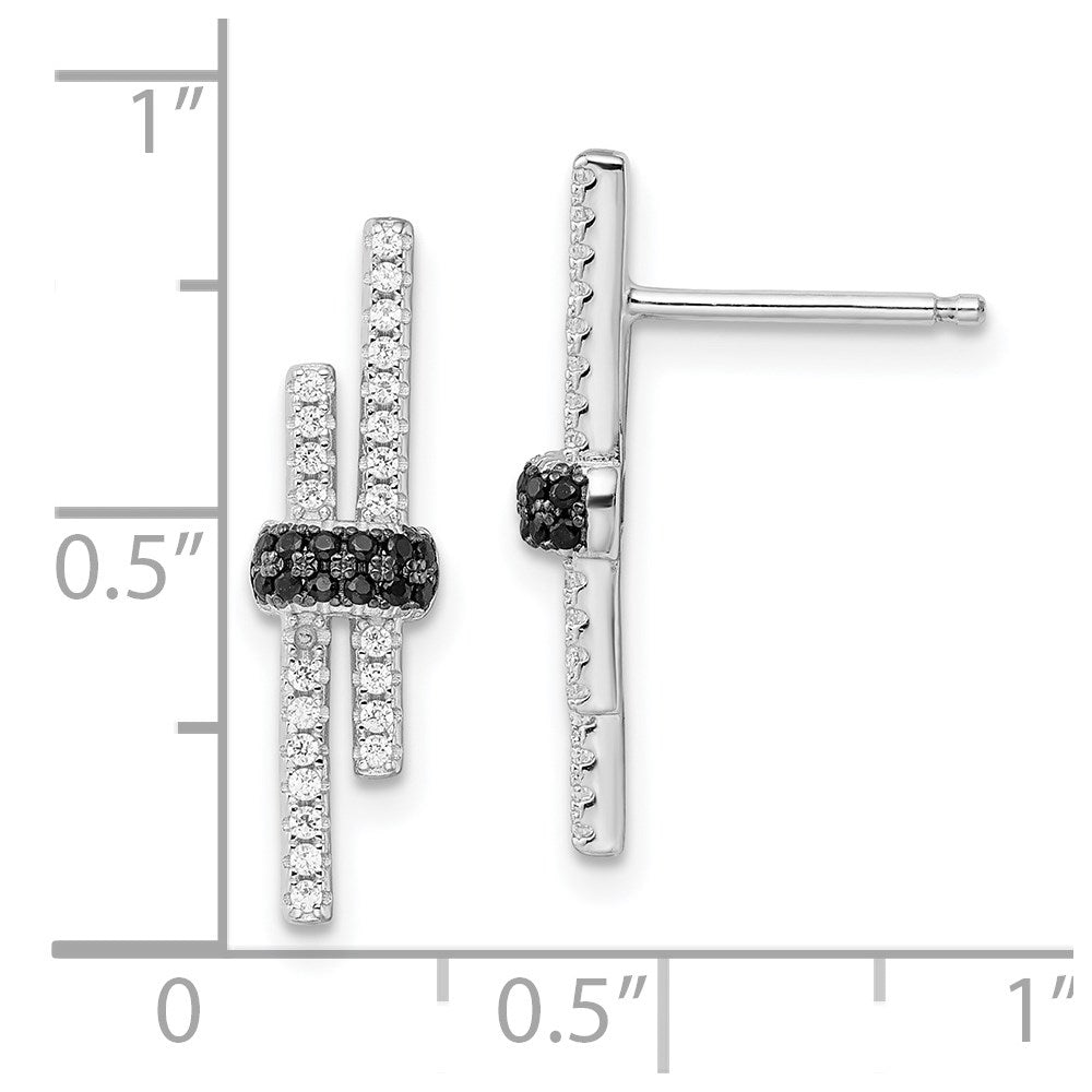Brilliant Embers Sterling Silver Rhodium-plated 72 Stone Black Spinel and Micro Pav‚ CZ Earrings