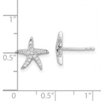 Brilliant Embers Sterling Silver Rhodium-plated 336 Stone Micro Pav‚ CZ Starfish Post Earrings