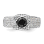 Brilliant Embers Sterling Silver Polished CZ & Black Spinel Men's Ring