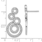 Brilliant Embers Sterling Silver Polished CZ Fancy Circle Post Dangle Earrings