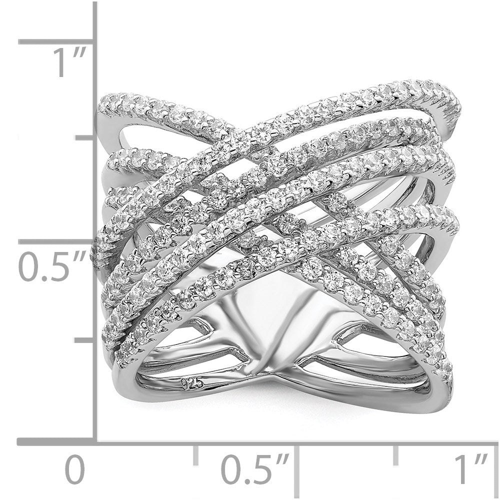 Brilliant Embers Sterling Silver Rhodium-plated 159 Stone Micro Pav‚ CZ Ring