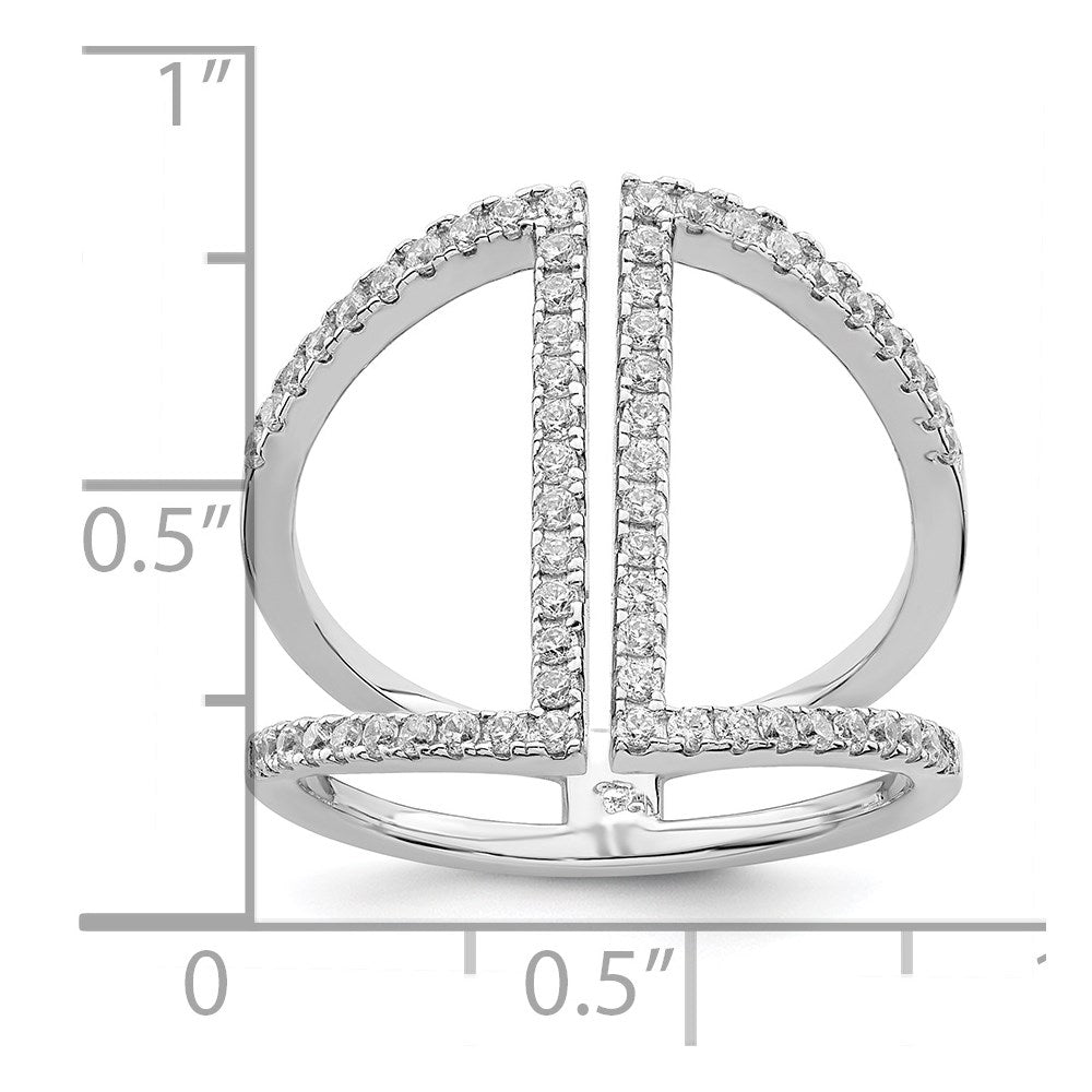 Brilliant Embers Sterling Silver Rhodium-plated 62 Stone Micro Pav‚ CZ Ring