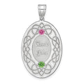 Sterling Silver Rhodium-plated Crystal Family Pendant