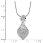 Sterling Silver & CZ Brilliant Embers Fancy Curve Pendant Necklace