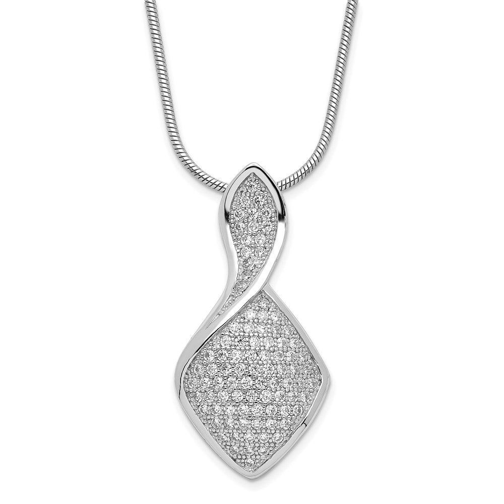 Sterling Silver & CZ Brilliant Embers Fancy Curve Pendant Necklace