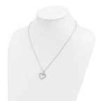 Brilliant Embers Sterling Silver Rhodium-plated 21 Stone 18 inch Micro Pav‚ CZ Polished Heart Necklace with 2 Inch Extender