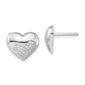 Brilliant Embers Sterling Silver Polished CZ Heart Post Earrings