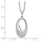 Brilliant Embers Sterling Silver Rhodium-plated 48 Stone 18 inch Micro Pav‚ CZ Oval Necklace with 2 Inch Extender