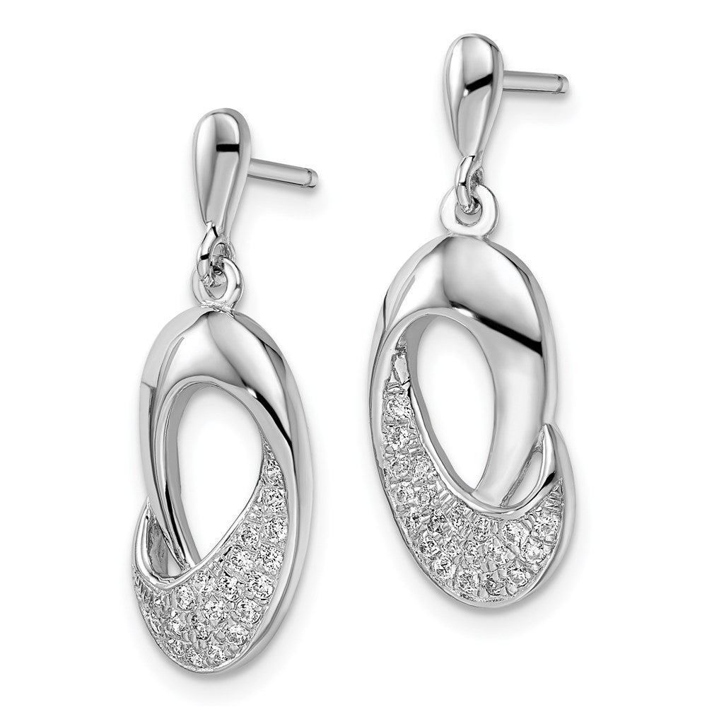 Brilliant Embers Sterling Silver Rhodium-plated 42 Stone Micro Pav‚ CZ Dangle Post Earrings