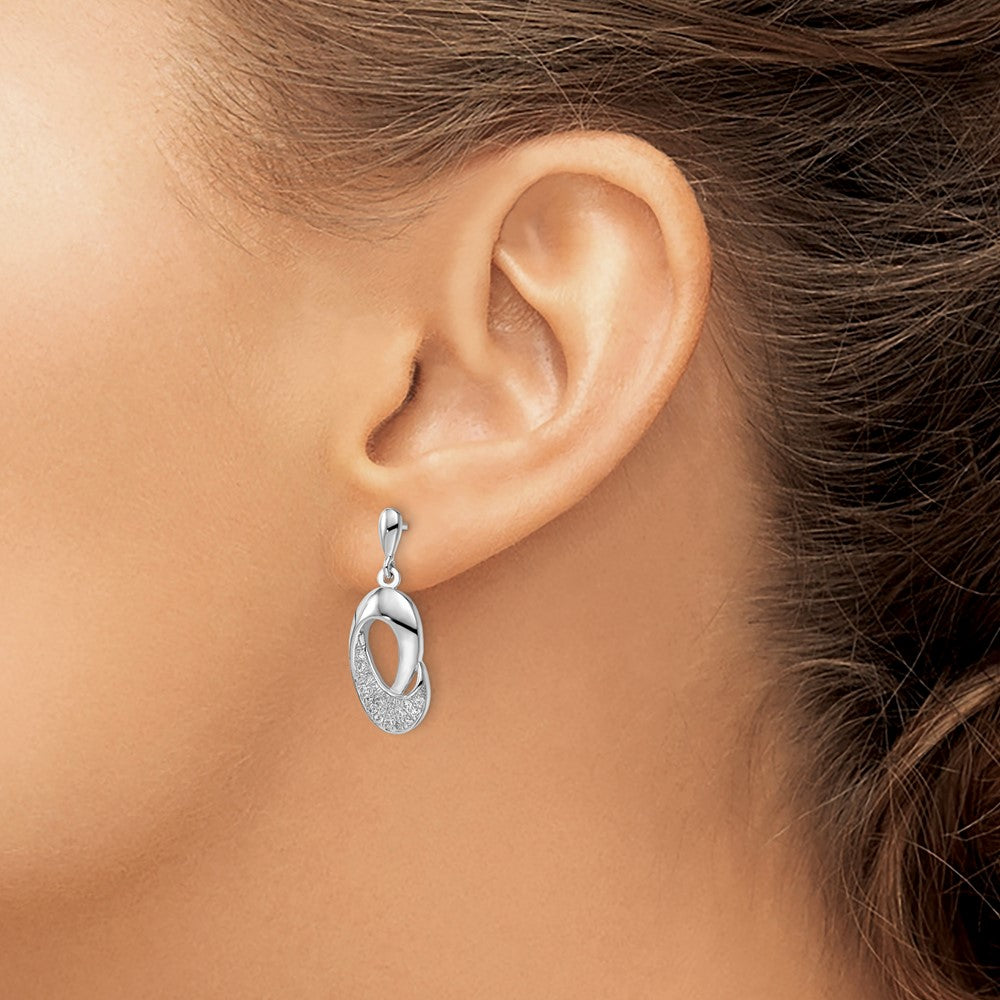 Brilliant Embers Sterling Silver Rhodium-plated 42 Stone Micro Pav‚ CZ Dangle Post Earrings