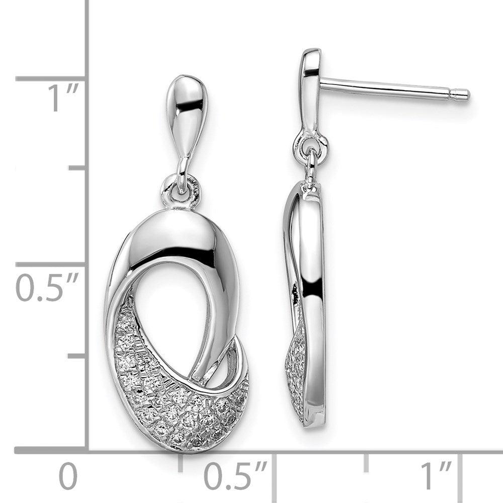 Brilliant Embers Sterling Silver Rhodium-plated 42 Stone Micro Pav‚ CZ Dangle Post Earrings