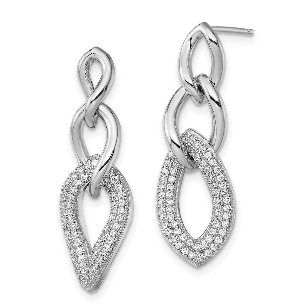 Brilliant Embers Sterling Silver Rhodium-plated 132 Stone Micro Pav‚ CZ Dangle Post Earrings