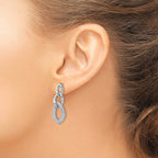 Brilliant Embers Sterling Silver Rhodium-plated 132 Stone Micro Pav‚ CZ Dangle Post Earrings