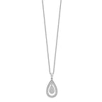 Brilliant Embers Sterling Silver Rhodium-plated 64 Stone 18 inch Micro Pav‚ CZ Teardrop Necklace with 2 Inch Extender