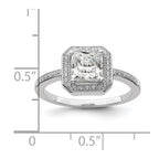 Brilliant Embers Sterling Silver Rhodium-plated 37 Stone Halo Micro Pav‚ CZ Ring