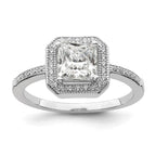 Brilliant Embers Sterling Silver Rhodium-plated 37 Stone Halo Micro Pav‚ CZ Ring