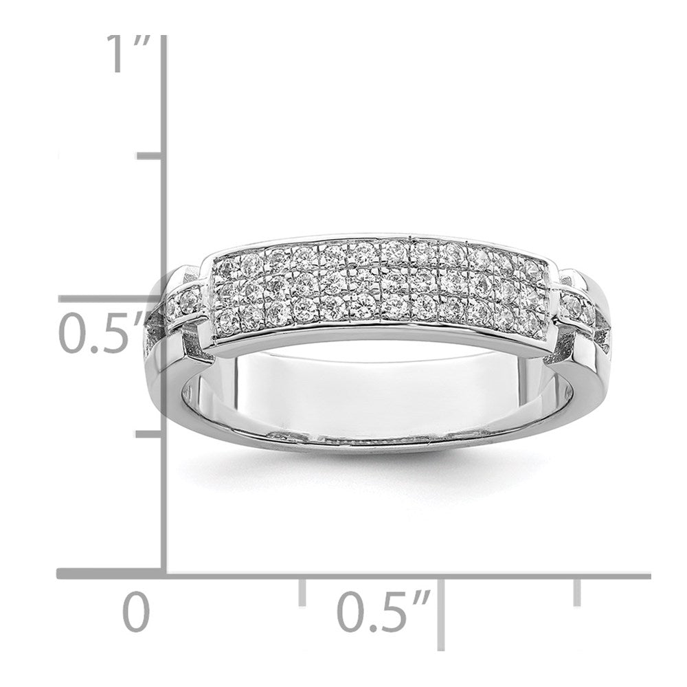 Brilliant Embers Sterling Silver Rhodium-plated 40 Stone Micro Pav‚ CZ Ring