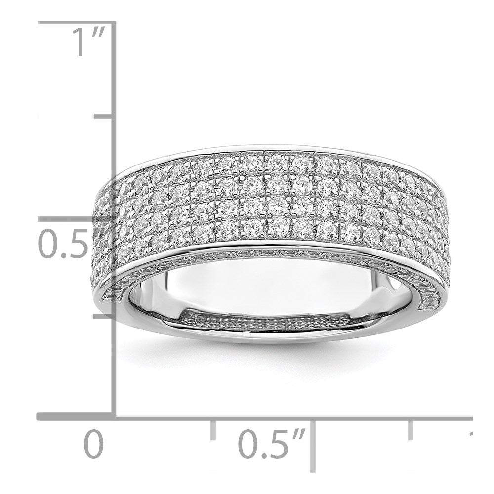 Brilliant Embers Sterling Silver Rhodium-plated 142 Stone Micro Pav‚ CZ Ring