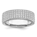 Brilliant Embers Sterling Silver Rhodium-plated 142 Stone Micro Pav‚ CZ Ring