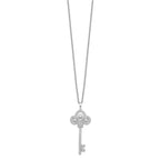 Brilliant Embers Sterling Silver Rhodium-plated 69 Stone 18 inch Micro Pav‚ CZ Polished Key Necklace with 2 Inch Extender