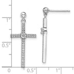 Brilliant Embers Sterling Silver Rhodium-plated 50 Stone Micro Pav‚ CZ Cross Dangle Earrings
