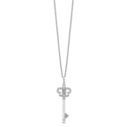 Brilliant Embers Sterling Silver Rhodium-plated 33 Stone 18 inch Micro Pav‚ CZ Polished Key Necklace with 2 Inch Extender