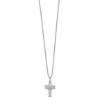 Brilliant Embers Sterling Silver Rhodium-plated 38 Stone 18 inch Micro Pav‚ CZ Polished Cross Necklace with 2 Inch Extender