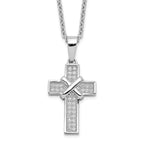 Brilliant Embers Sterling Silver Rhodium-plated 38 Stone 18 inch Micro Pav‚ CZ Polished Cross Necklace with 2 Inch Extender