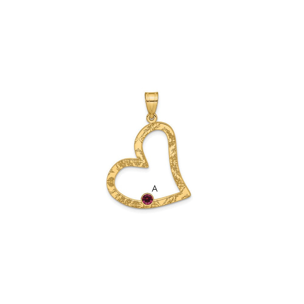 SSilver/Gold-plated 1 Birthstone Heart w/SSilver Bezel Family Pendant