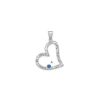 SSilver/Rh-plated 1 Birthstone Heart w/ SSilver Bezel Family Pendant