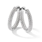 Sterling Shimmer Sterling Silver Rhodium-plated 178 Stone Pav‚ 1.5mm CZ In and Out Round Hinged Hoop Earrings