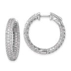 Sterling Shimmer Sterling Silver Rhodium-plated 178 Stone Pav‚ 1.5mm CZ In and Out Round Hinged Hoop Earrings