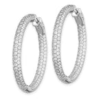 Sterling Shimmer Sterling Silver Rhodium-plated 304 Stone Pav‚ 1.5mm CZ In and Out Round Hinged Hoop Earrings