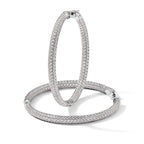 Sterling Shimmer Sterling Silver Rhodium-plated 460 Stone Pav‚ 1.5mm CZ In and Out Round Hinged Hoop Earrings