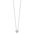Brilliant Embers Sterling Silver Rhodium-plated 38 Stone 18 inch Micro Pav‚ CZ Heart Necklace with 2 Inch Extender