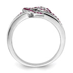 Brilliant Embers Sterling Silver Rhodium-plated 41 Stone Micro Pav‚ Red and White CZ Heart Ring