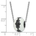True Fire Sterling Silver White Enamel & Black CZ Bead Necklace