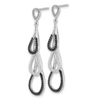 True Fire Sterling Silver Black & White CZ Teardrop Dangle Post Earrings