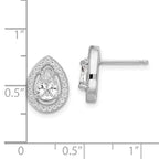 Brilliant Embers Sterling Silver Rhodium-plated 52 Stone Pear Halo Micro Pav‚ CZ Teardrop Post Earrings