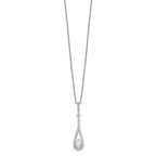 Brilliant Embers Sterling Silver Rhodium-plated 46 Stone 18 inch with 2 inch extender Spring Ring Clasp Micro Pav‚ CZ Teardrop Necklace with 2 Inch Extender