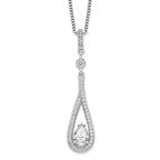 Brilliant Embers Sterling Silver Rhodium-plated 46 Stone 18 inch with 2 inch extender Spring Ring Clasp Micro Pav‚ CZ Teardrop Necklace with 2 Inch Extender
